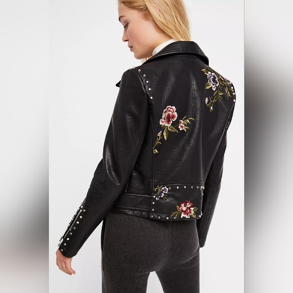 Embroidered Floral Moto Jacket - Picture 3 of 6